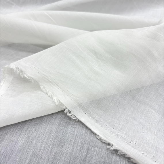 Tela de voile de algodón y seda blanca: tela ligera y de lujo para