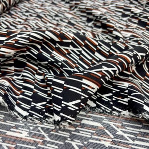 Black Abstract Design Luxury 100% Viscose Fabric – Wrinkle-Free Drapey Soft Fabric for Dresses & Blouses (Width 150cm 1.64 yard 57 inch)