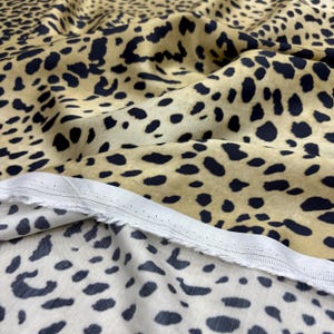 Leopard Print Italian Design Satin Fabric, Clothing, Dress, Blouse, Skirt, Shawl, Scarf, Shirt Fabric(150cm/1.64yard/57 inch width)