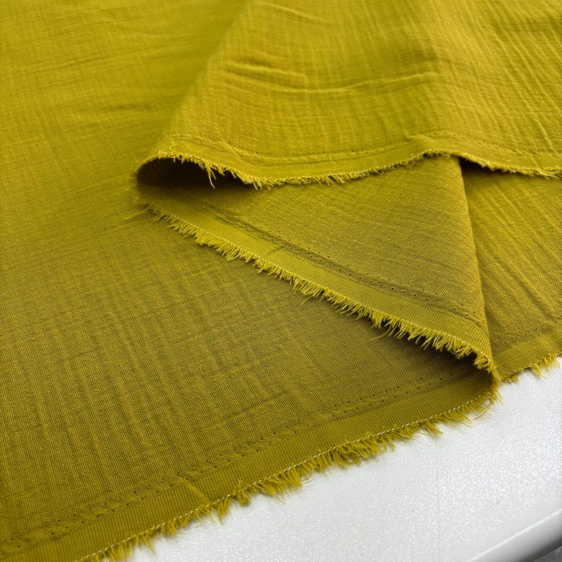 Olive Green Cotton Muslin Fabric – Double-Layered Soft Lightweight for Dresses & Clothing | 140 cm