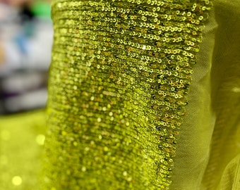 Neon Green Sparkling Luxury Sequined Fabric for Party Dresses (140cm/55in wide)