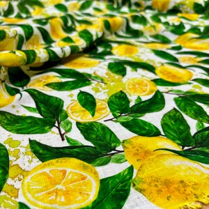 Lemon Pattern Linen Fabric: Italian Design Clothing Fabric 150cm/59in width