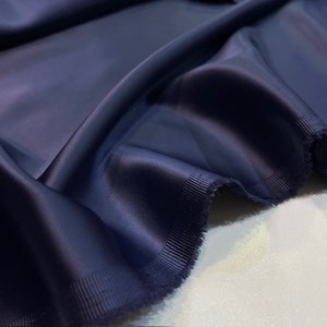 Navy Blue Acetate Satin Fabric: Luxury Evening Dress Material (150cm Wide)