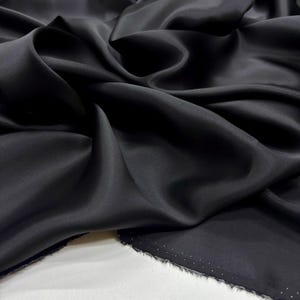 Black 100% Silk Satin Fabric – Luxury Natural Silk with Lustrous Finish | 140 cm Width