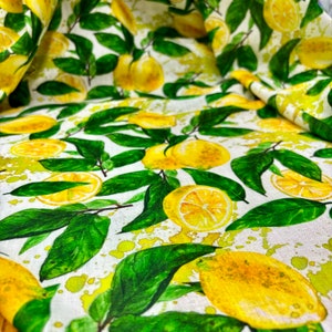 Lemon Pattern Linen Fabric: Italian Design Clothing Fabric 150cm/59in width