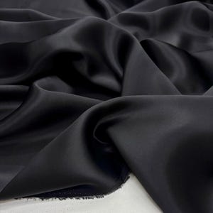Black 100% Silk Satin Fabric – Luxury Natural Silk with Lustrous Finish | 140 cm Width