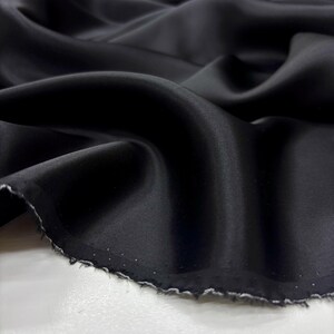 Black 100% Silk Satin Fabric – Luxury Natural Silk with Lustrous Finish | 140 cm Width