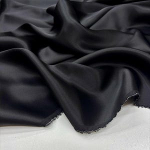 Black 100% Silk Satin Fabric – Luxury Natural Silk with Lustrous Finish | 140 cm Width