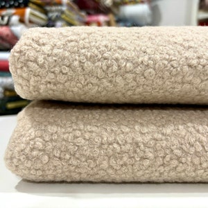 Designer Beige Boucle Fabric by the Yard for Home Upholstery, 150cm/59in wide