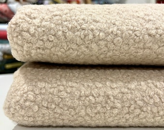 Designer Beige Boucle Fabric by the Yard for Home Upholstery, 150cm/59in wide