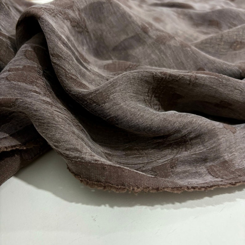 Tela de cupro de seda marrón corteza natural, tela de seda vestido-falda-blusa-camisa tela de diseñador, 150 cm/1,64 yardas/57 pulgadas imagen 3