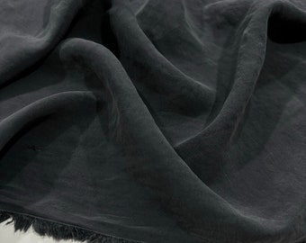 Stonewashed Cupro Fabric Anthracite, Luxury Cupro  Fabric By The Yard,  Cotton Dressmaking Designer Fabric(150cm/1.64 yard/57 inch)