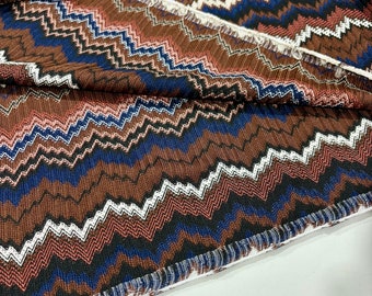 Zigzag Pattern Knitted Fabric Brown ( 150 cm or 1.64 yards or 57 inches width) Modern Clothing Fabric,Pareo,Jersey fabric, Luxury Fabric