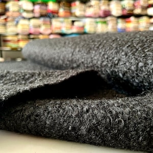 Black Boucle Fabric, Designer Boucle Fabric, Upholstery Fabric by yard, Fabric for Chair, Sofa, Headboard( 1.64 yards or 59 inch width )