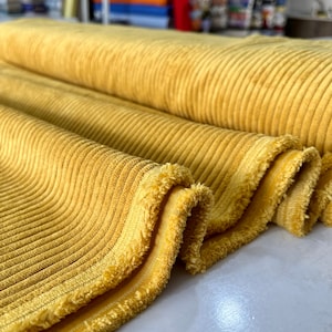 Mustard Color Italian Design Corduroy Fabric, Corduroy Fabric by the yard, Dress, Skirt, Corduroy Fabric(150 cm, 1.5 meters, or 1.64 yards)