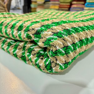 Green Italian Boucle Luxury Tweed Fabric, Moda Fabric for Jacket Dress Skirt-Fashion Coat-Wool Tweed Fabric(1.64 yards or 57-inch width)