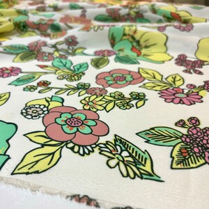 Autumn Pastel Floral Printed Satin Fabric, Pattern Satin Fabric, Satin Fabric by the Yard, Design Fabric(1.64 yards or 57 inch width)