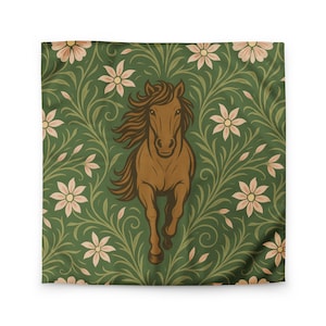 Wild Horse Art Nouveau Duvet Cover: Equestrian Cottagecore Bedding