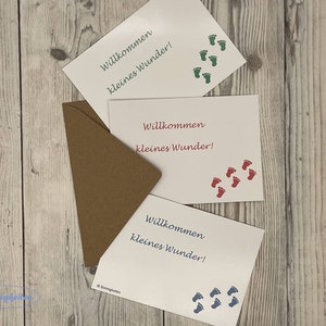 Karte zur Geburt oder Taufe – mint, rosa oder blau