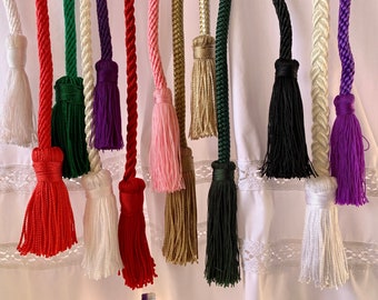 Cinctures: Custom Made to any Length. All Liturgical Colors for Priest, Deacon or Altar Server with Monks Knot, Franciscan knots or tassels.