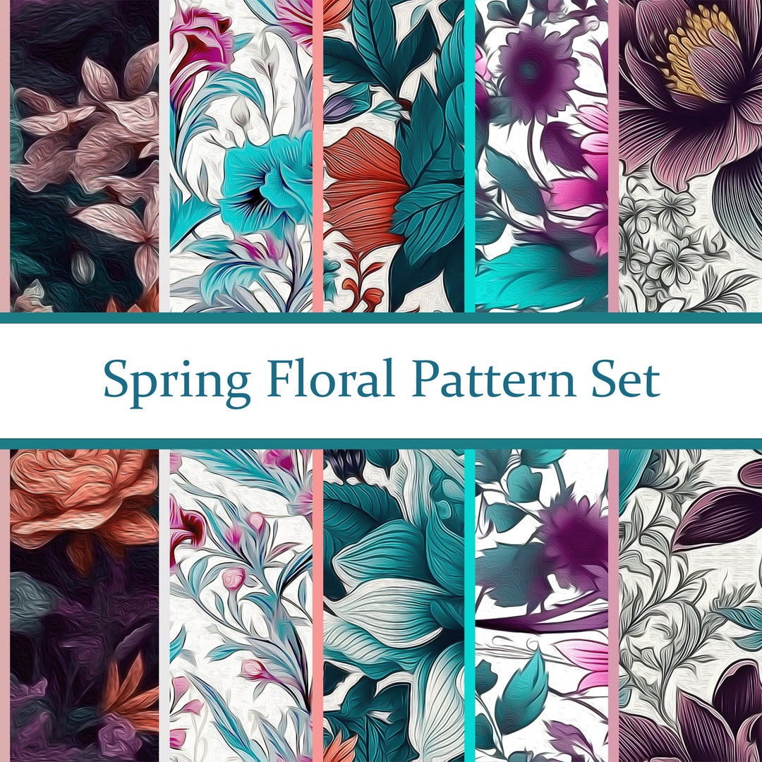 Digital Spring Floral Pattern Pack - Etsy