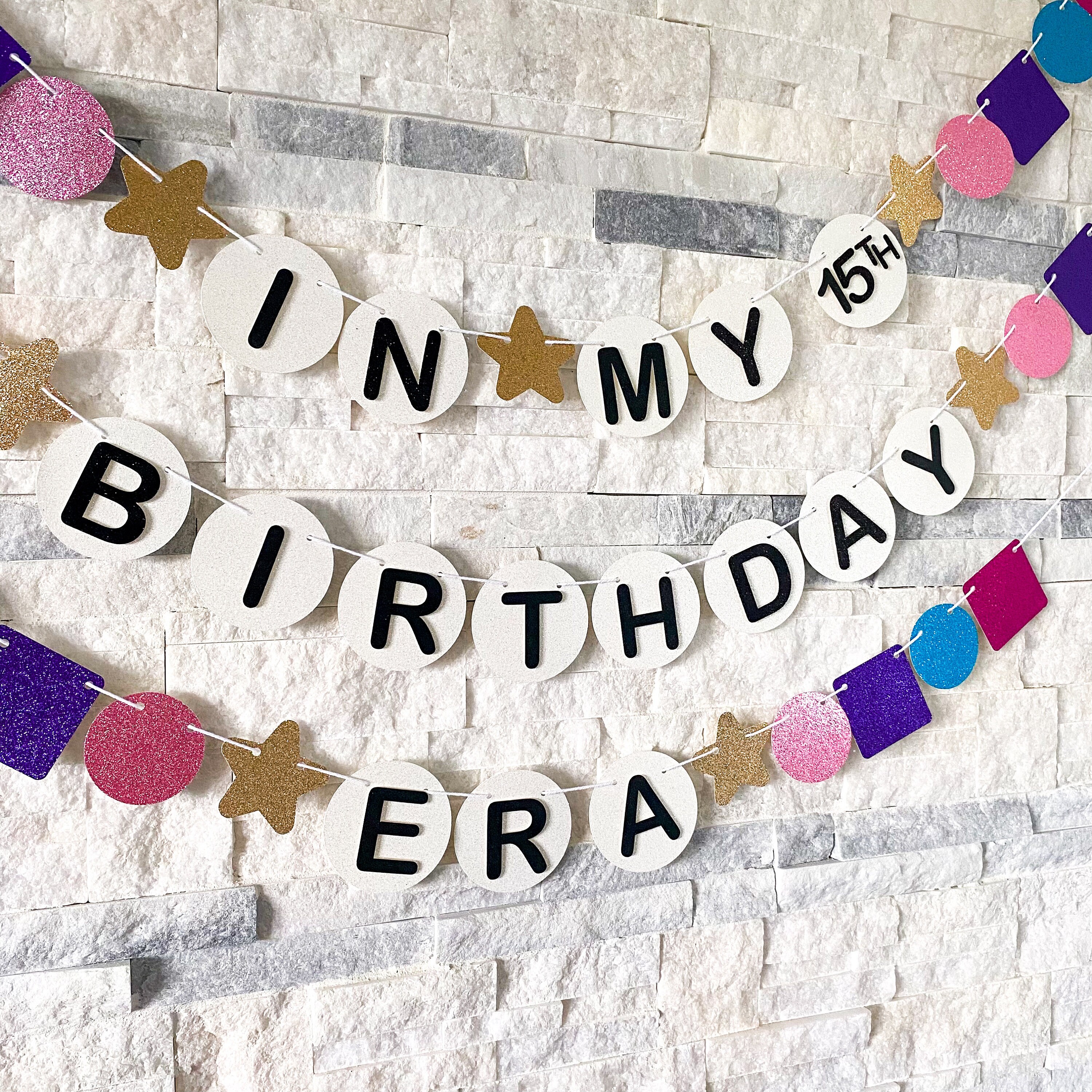 Banner de In my Birthday Era, Banner de cumpleaños con pulsera de la amistad, Decoraciones para fiestas de cumpleaños de Era, Decoración de cumpleaños para adolescentes, Banner de cuentas de Eras
