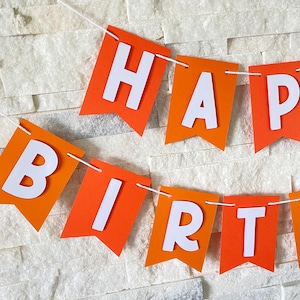 Alles Gute zum Geburtstag Banner, Orange Geburtstagsbanner, Girlande nach Maß, Kürbis Geburtstagsparty, Partydekoration, Geburtstagsgirlande, Party Dekor