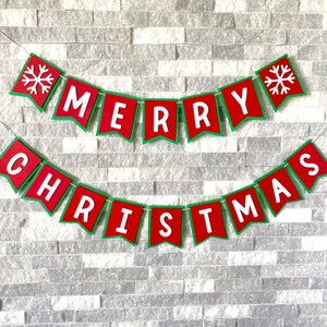 Merry Christmas Banner, christmas decoration, christmas snowflake banner, christmas mantel decor, christmas garland decor, farmhouse decor