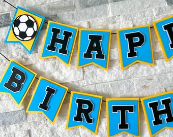 Happy Birthday Soccer Banner, Personalized Soccer Birthday Banner, Sports Birthday Party, Soccer Party Decorations, Soccer League Banner