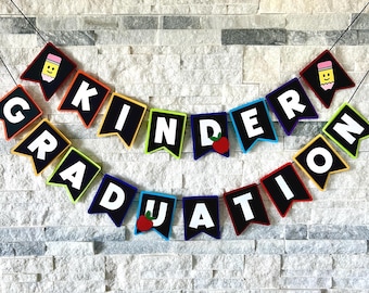Kindergarten Graduation Theme Party, preschool graduation banner, congrats banner, last day of school, classroom decor, grad party decor