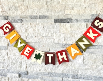 Give Thanks Banner, Thanksgiving Decor, Fall Home Decor, Thanksgiving Garland, Holiday Decorations, Give Thanks Garland, fall mantel decor