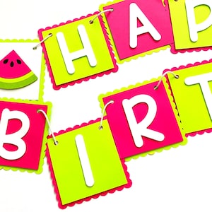 Watermelon Birthday Banner, watermelon personalized banner, happy birthday banner, watermelon party decorations, watermelon birthday party