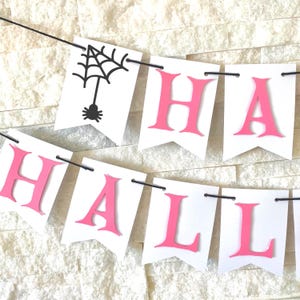 Pink Halloween Birthday Banner, halloween theme, party decor, halloween party decorations, spooky pink banner, pink halloween birthday decor