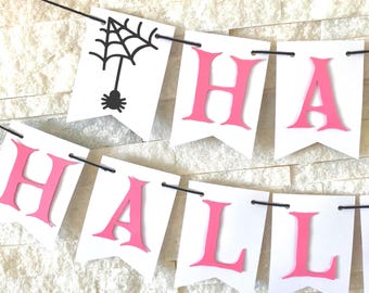 Pink Halloween Birthday Banner, halloween theme, party decor, halloween party decorations, spooky pink banner, pink halloween birthday decor