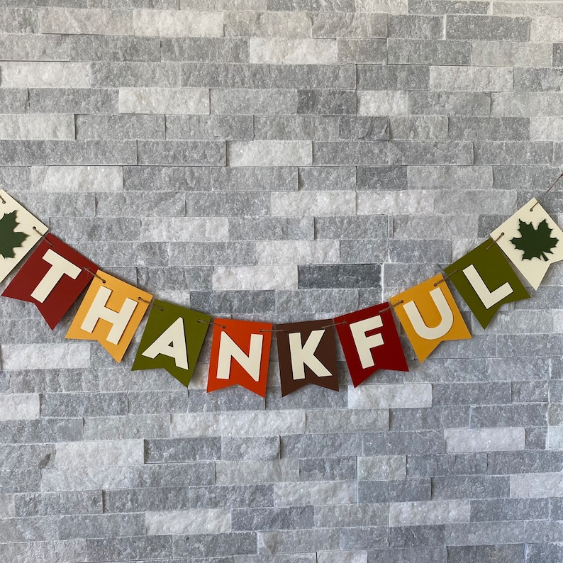Thankful Banner, personalized fall banner, thanksgiving banner, thankful garland, fall mantel decor, thankful bunting, fall garland decor image 10