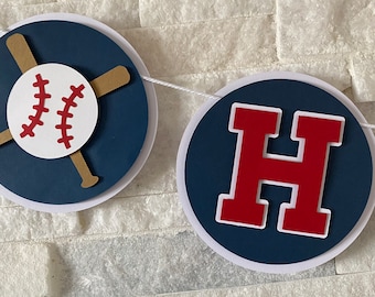Banner de béisbol de feliz cumpleaños, banner de cumpleaños de béisbol personalizado, guirnalda de fiesta de béisbol, decoraciones de fiesta de béisbol, decoración de cumpleaños