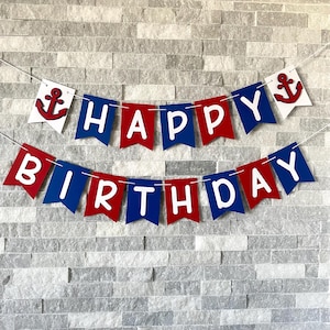 Nautical Happy Birthday Banner: Handmade 3D Anchor Party Decor