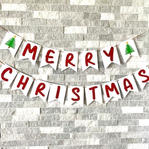 Merry Christmas Banner, christmas decoration, christmas tree garland, christmas mantel decor, christmas garland decor, farmhouse decoration