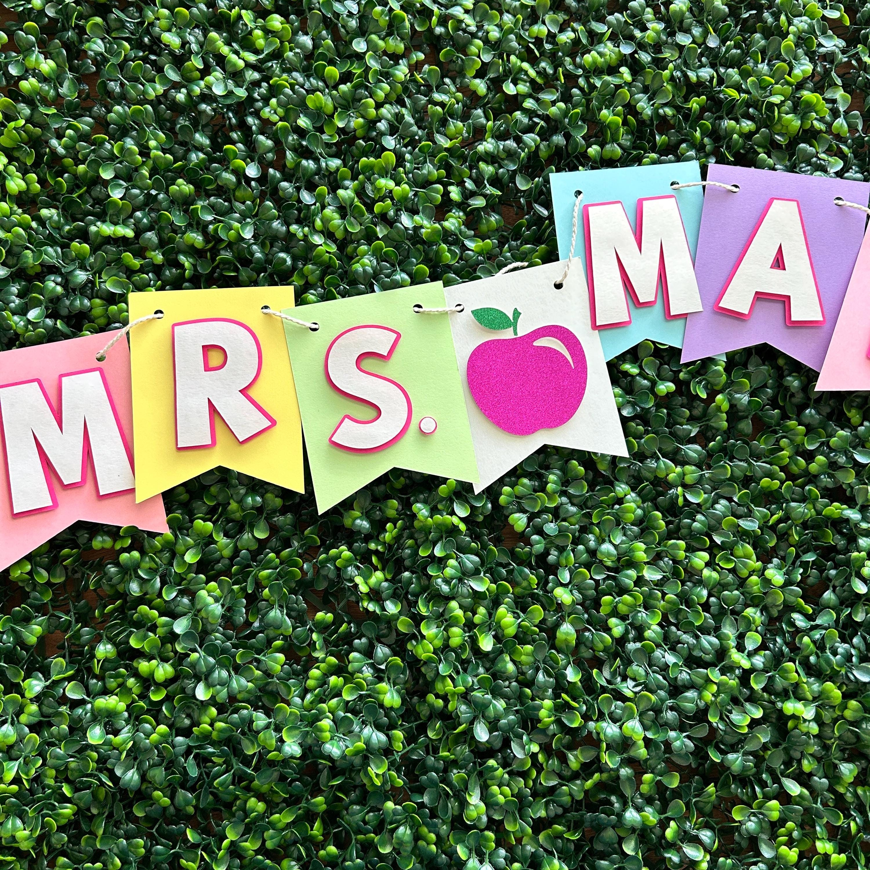 Personalized Teacher Banner, custom name banner, teacher gift, custom pastel colors banner, classroom teacher name banner, classroom decor