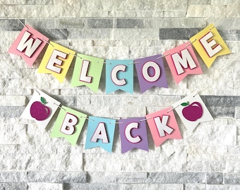 Welcome Back Theme Party Decorations Pastel Colors Banner, Back to School Banner, Teacher Classroom Banner Decor, Welcome Back Banner