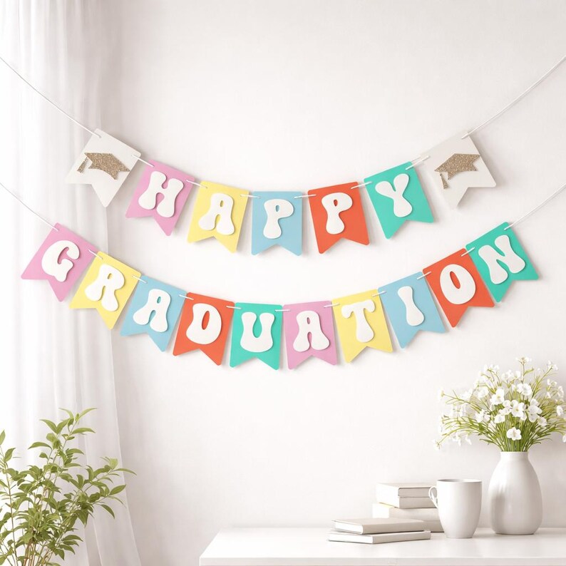 Graduation Banner Pastel Colors Happy Graduation Banner, Graduation ...