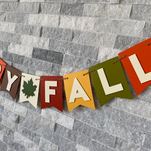 Happy Fall Banner, personalized fall banner, thanksgiving banner, happy fall garland, fall mantel decor, fall bunting, fall garland decor