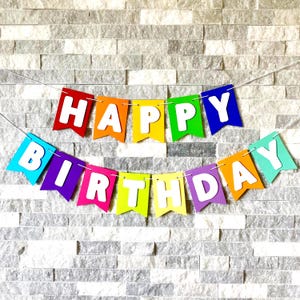 Happy Birthday Rainbow Banner, happy birthday banner, rainbow birthday banner, colorful birthday banner, rainbow party decorations