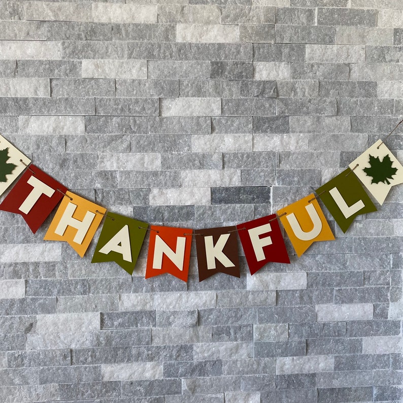 Thankful Banner, personalized fall banner, thanksgiving banner, thankful garland, fall mantel decor, thankful bunting, fall garland decor image 9