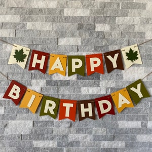 Fall Happy Birthday Banner, Personalized Fall Banner, Thanksgiving ...