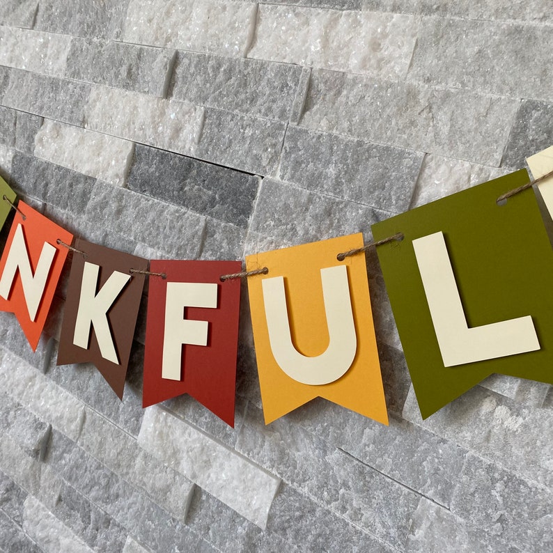 Thankful Banner, personalized fall banner, thanksgiving banner, thankful garland, fall mantel decor, thankful bunting, fall garland decor image 8