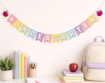 Pastell Kindergarten Girlande, erster Schultag, Klassenzimmer Dekoration