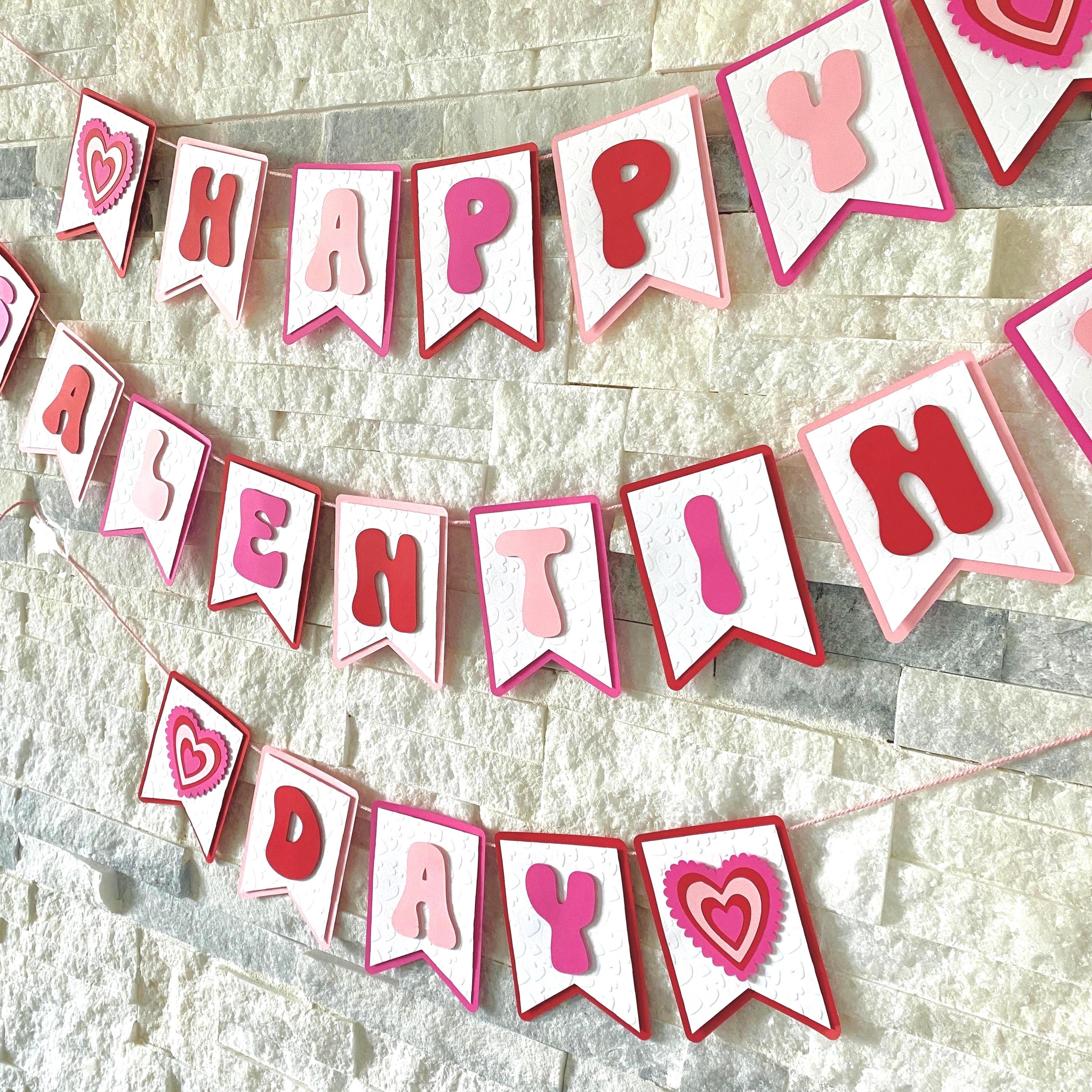 Ghirlanda Buon Galentine's Day Con Cuori Glitterati Rosa, Decorazione Per Feste Tra Amiche E San Valentino