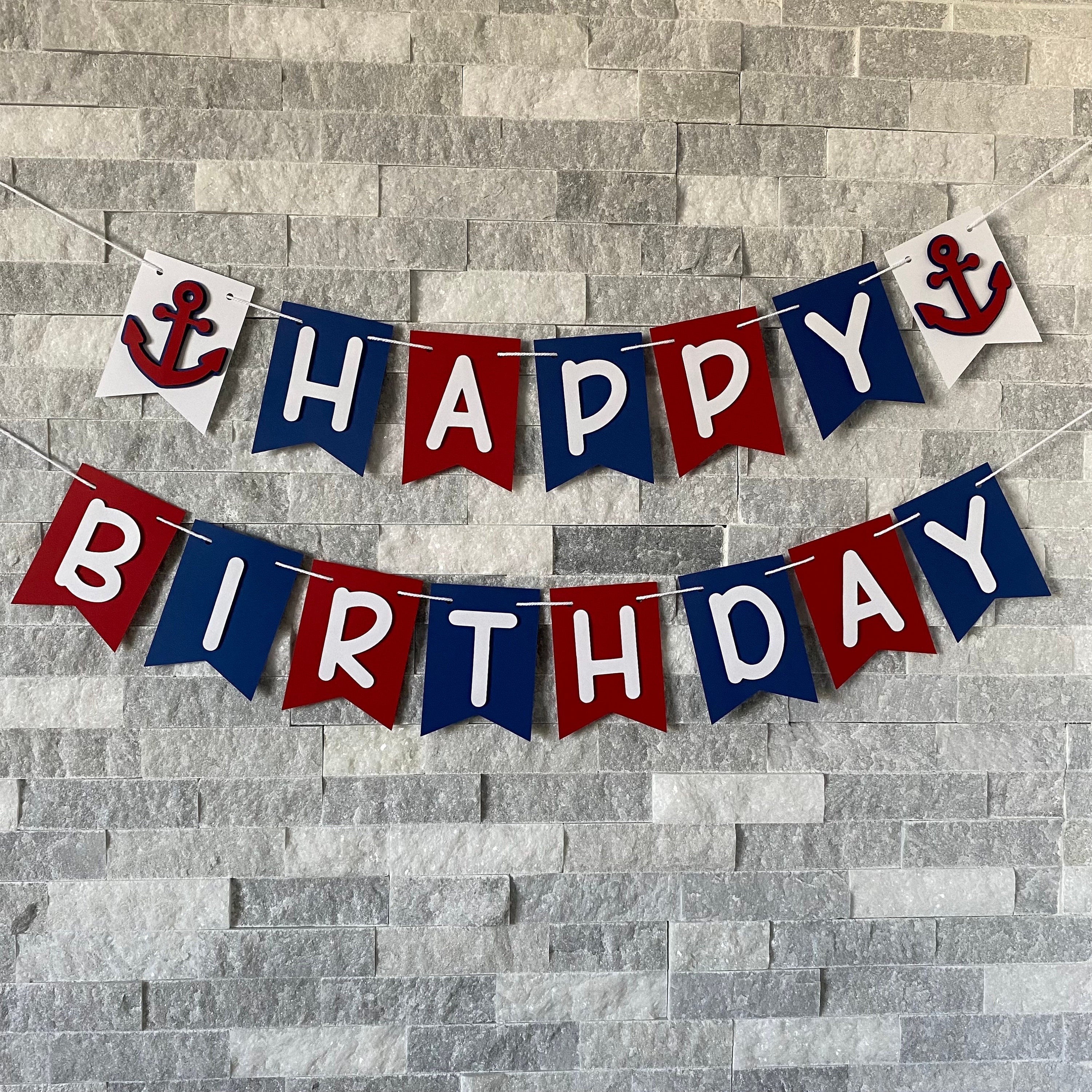 Nautical Birthday Banner Happy Birthday Banner Nautical 