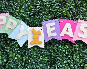 Happy Easter Banner: Handmade Card Stock Garland
